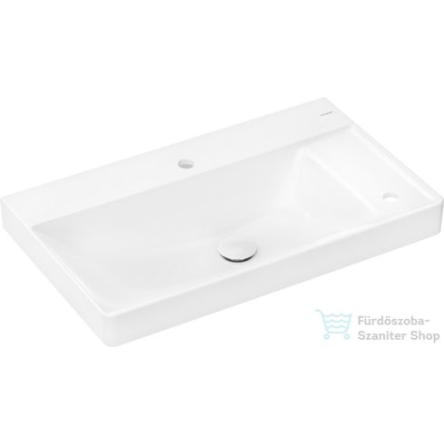 Hansgrohe XELU Q 80x48 cm-es pultra ültethető mosdó 2 furattal, jobb oldali pulttal, Smartclean bevonattal, fehér 61028450