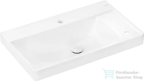 Hansgrohe XELU Q 80x48 cm-es pultra ültethető mosdó 2 furattal, jobb oldali pulttal, Smartclean bevonattal, fehér 61028450