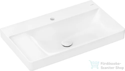Hansgrohe XELU Q 80x48 cm-es csiszolt aljú, beépíthető mosdó balos pulttal, Smartclean bevonattal, fehér 61033450