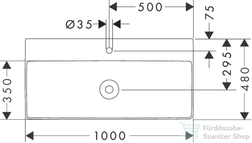 Hansgrohe XELU Q 100x48 cm-es pultra ültethető mosdó Smartclean bevonattal, fehér 61039450