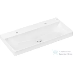   Hansgrohe XELU Q 100x48 cm-es pultra ültethető, 2 csaplyukas mosdó Smartclean bevonattal, fehér 61040450