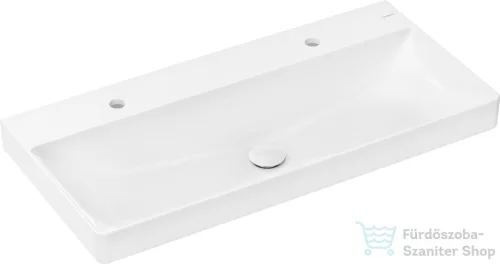 Hansgrohe XELU Q 100x48 cm-es pultra ültethető, 2 csaplyukas mosdó Smartclean bevonattal, fehér 61040450