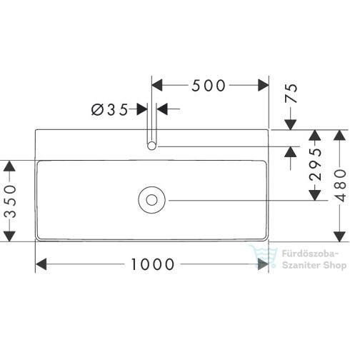 Hansgrohe XELU Q 100x48 cm-es pultra ültethető mosdó csaplyuk nélkül, Smartclean bevonattal, fehér 61041450