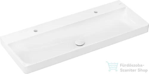 Hansgrohe XELU Q 120x48 cm-es pultra ültethető, 2 csaplyukas mosdó Smartclean bevonattal, fehér 61044450