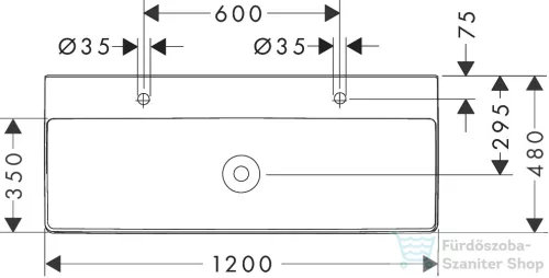 Hansgrohe XELU Q 120x48 cm-es pultra ültethető, 2 csaplyukas mosdó Smartclean bevonattal, fehér 61044450