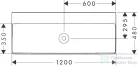 Hansgrohe XELU Q 120x48 cm-es pultra ültethető, csaplyuk nélküli mosdó Smartclean bevonattal, fehér 61045450