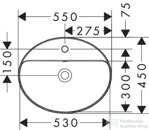 Hansrohe XUNIVA D 55x45 cm-es beépíthető mosdó Smartclean mázzal,fehér 61060450