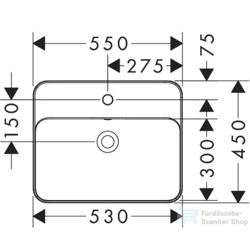 Hansrohe XUNIVA Q 55x45 cm-es beépíthető mosdó Smartclean mázzal,fehér 61068450