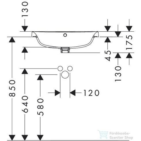 Hansrohe XUNIVA Q 55x45 cm-es beépíthető mosdó Smartclean mázzal,fehér 61068450