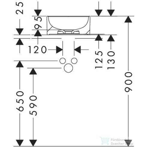 Hansgrohe XUNIVA S 30 cm-es pultra ültethető mosdó csaplyuk-és túlfolyó nélkül,Smartclean bevonattal,fehér 61070450