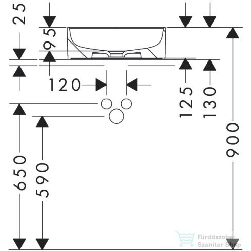 Hansgrohe XUNIVA S 40 cm-es pultra ültethető mosdó csaplyuk-és túlfolyó nélkül,Smartclean bevonattal,fehér 61071450
