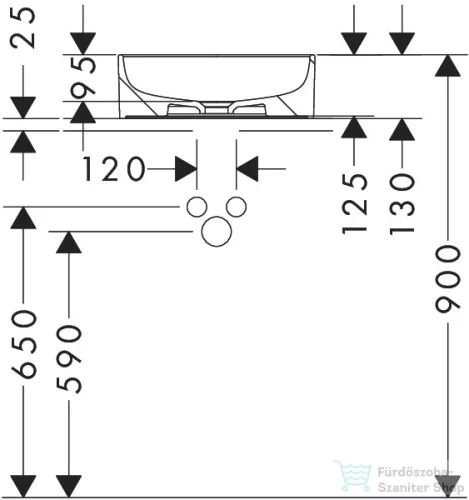 Hansgrohe XUNIVA S 40 cm-es pultra ültethető mosdó csaplyuk-és túlfolyó nélkül,Smartclean bevonattal,fehér 61071450