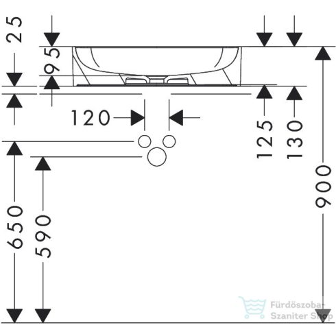 Hansgrohe XUNIVA Q 55x40 cm-es pultra ültethető mosdó Smartclean mázzal,fehér 61075450