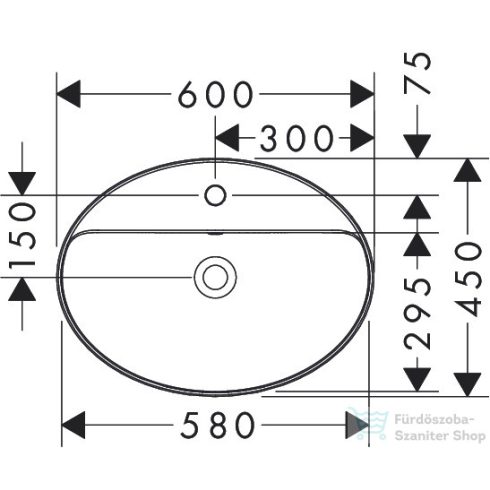 Hansgrohe XUNIVA D 60x45 cm-es pultra ültethető mosdó Smartclean mázzal,fehér 61078450