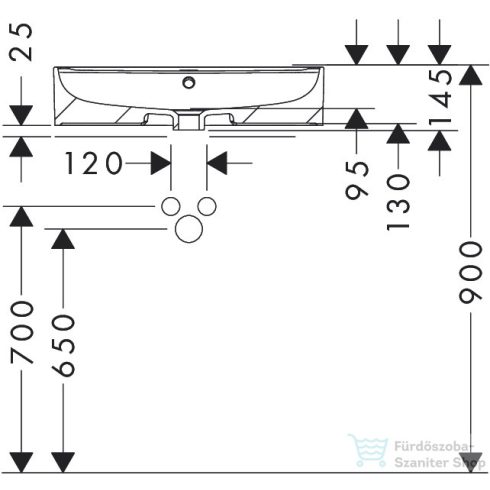 Hansgrohe XUNIVA D 60x45 cm-es pultra ültethető mosdó Smartclean mázzal,fehér 61078450