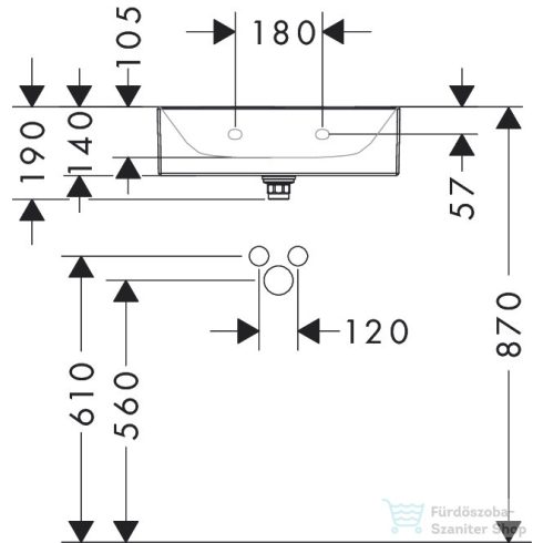 Hansgrohe XEVOLOS E Smartclean 50x48 cm-es csiszolt aljú mosdó 1 csaplyukkal,nem zárható leeresztővel,fehér 61090450