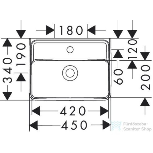 Hansgrohe XANUIA Q 45x34 cm-es mosdó túlfolyó nélkül, Smartclean bevonattal, fehér 61141450