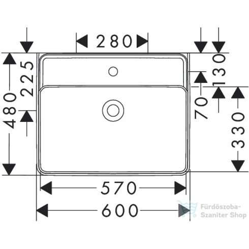 Hansgrohe XANUIA Q 60x48 cm-es mosdó túlfolyó nélkül, Smartclean bevonattal, fehér 61150450