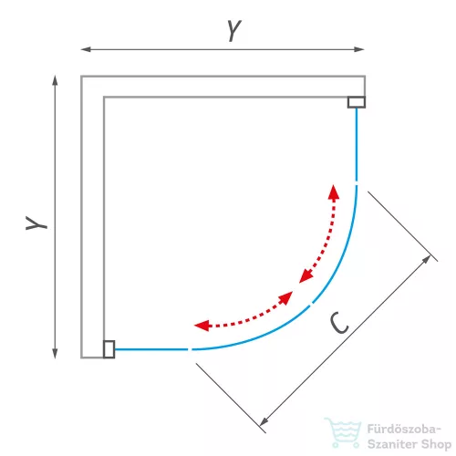 Roth Ambient Line AMR2N/900 90x90cm íves zuhanykabin