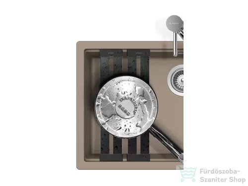 Schock szálcsiszolt fekete rozsdamentes acél edénycsepegtető szett 392 x 80 x 12 mm 629738S