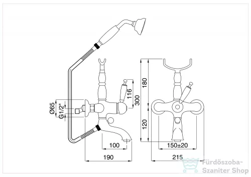 Bugnatese OXFORD Kádcsaptelep szettel, zuhanytartó nélkül, szálcsiszolt nikkel színben 6300NS
