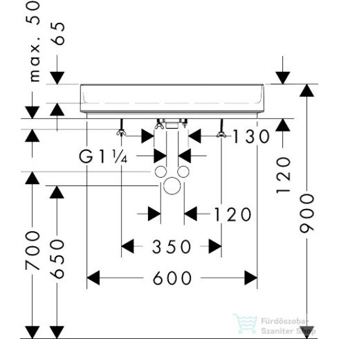 Hansgrohe XUNIVA EVO E 65x40 cm-es pultra ültethető mosdó Smartclean HygieneEffect bevonattal,fehér 63015450