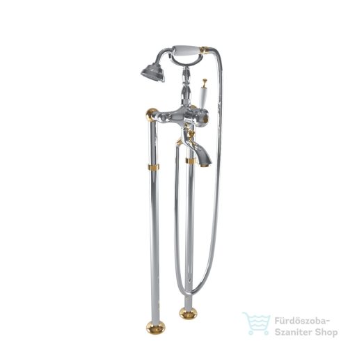 Bugnatese OXFORD szabadon álló kádtöltő csaptelep zuhanyszettel,króm/arany 6302PCRDO