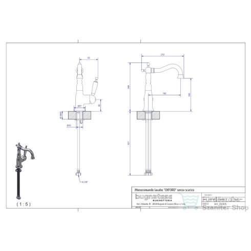 Bugnatese OXFORD mosdó csaptelep click-clack leeresztővel,króm/arany 6313SCCRDO