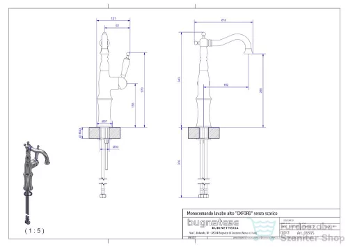 Bugnatese OXFORD magasított mosdó csaptelep leeresztő nélkül,króm/arany 6317SCRDO