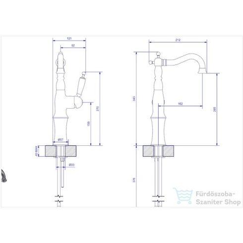 Bugnatese OXFORD magasított mosdó csaptelep, leeresztő nélkül, króm 6317SCR