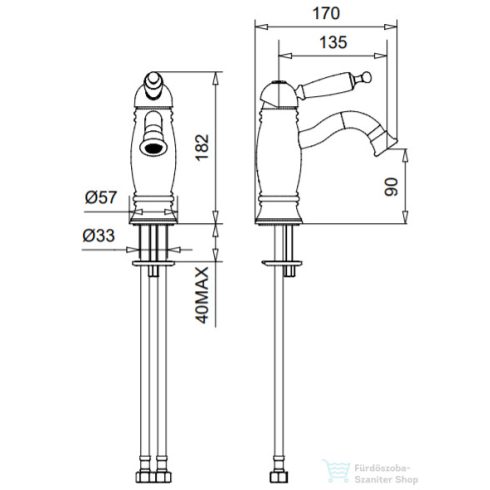 Bugnatese OXFORD mosdó csaptelep click-clack leeresztővel,matt fekete 6319SCNE