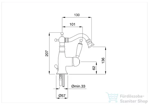 Bugnatese OXFORD Bidet csaptelep leeresztővel matt fehér színben 6323BI