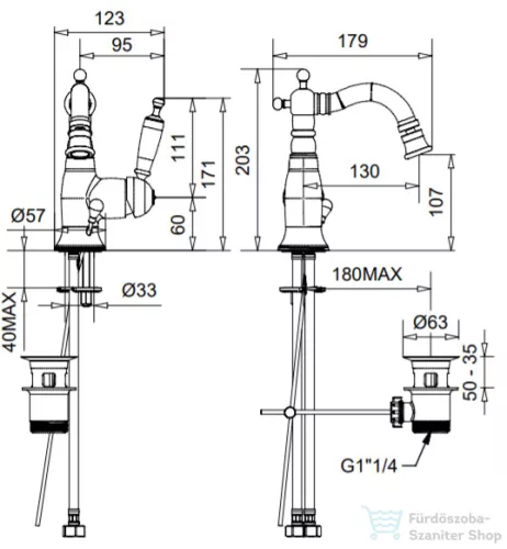 Bugnatese OXFORD bidet csaptelep automata leeresztővel,sárgaréz 6323ON
