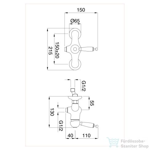 Bugnatese OXFORD zuhany csaptelep test,króm/arany 6338CRDO