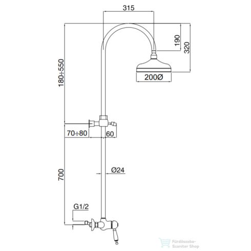 Bugnatese OXFORD Esőztető rendszer fejzuhannyal matt bronz színben 6349BO