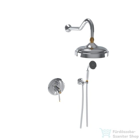 Bugnatese OXFORD termsztátos falsík alatti zuhanyrendszer 20 cm-es fejzuhannyal,kézizuhannyal,króm/arany 6364CRDO