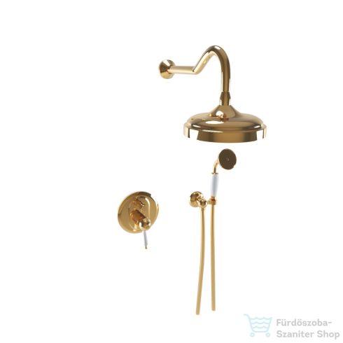 Bugnatese OXFORD termsztátos falsík alatti zuhanyrendszer 20 cm-es fejzuhannyal,kézizuhannyal,arany 6364DO