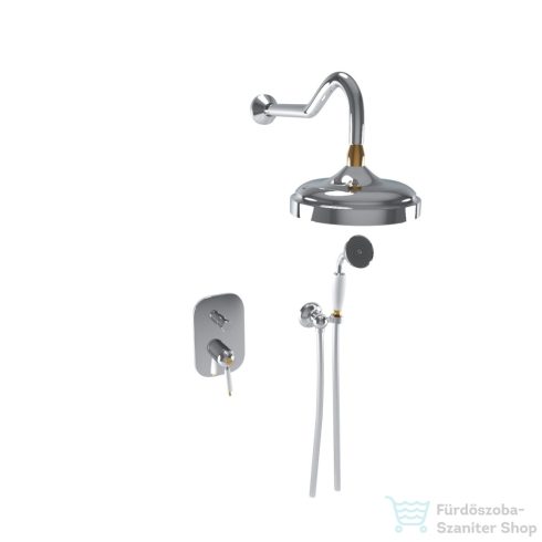 Bugnatese OXFORD falsík alatti zuhanyrendszer 20 cm-es fejzuhannyal,zuhanyszettel,belső egységgel,króm/arany 6374CRDO