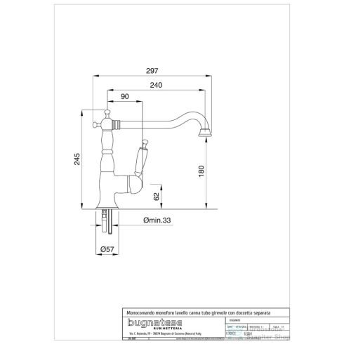 Bugnatese Oxford álló mosogató csaptelep leeresztő nélkül,króm/arany 6382CRDO