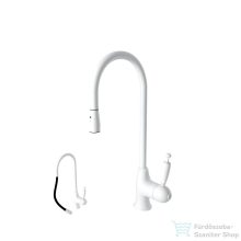   Bugnatese OXFORD kihúzható zuhanyfejes mosogató csaptelep,matt fehér 6395BI