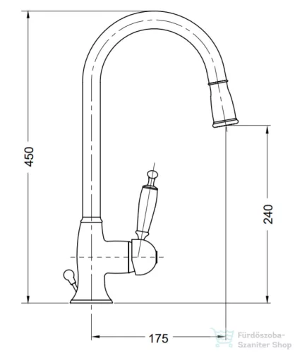 Bugnatese OXFORD kihúzható zuhanyfejes mosogató csaptelep,bronz 6395BR