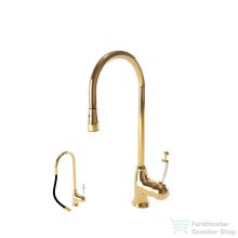   Bugnatese OXFORD kihúzható zuhanyfejes mosogató csaptelep,arany 6395DO