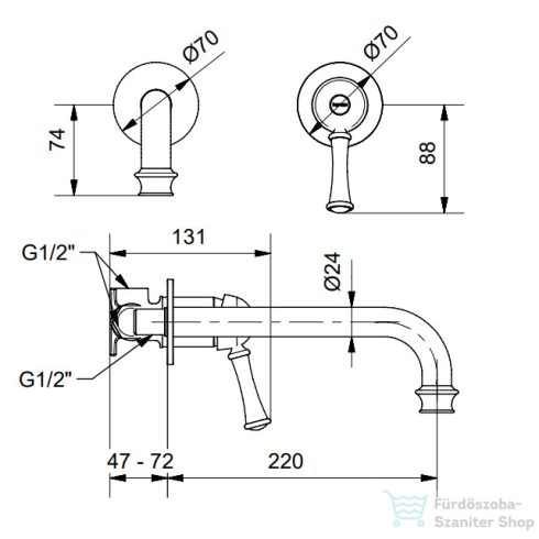 Bugnatese DENVER falsík alatti mosdó csaptelep 22 cm-es kifolyóval,leeresztő nélkül,króm 6446CR