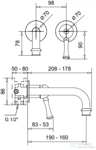 Bugnatese DENVER falsík alatti mosdó csaptelep 19 cm-es kifolyóval,click-clack leeresztővel,króm 6451SCCR