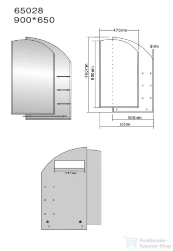 AQUALINE WEGA Tükör polccal, 65x90cm (65028)