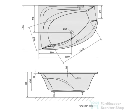 Sapho POLYSAN Tanya kád 160x120x49 cm, bal 65119