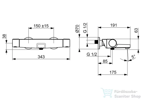 Hansa Hansaoptima termosztátos kádtöltő csaptelep,króm 65132201