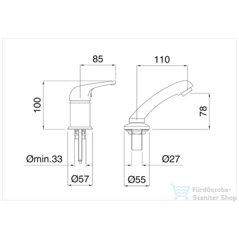 Bugnatese XARA fodrász csaptelep, automata leeresztővel, króm 6576CR