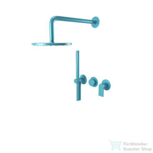Bugnatese Simple falsík alatti komplett zuhanyrendszer 22,5 cm-es esőztetővel,belső egységgel,zuhanyszettel,pasztell türkizkék 6601HTP