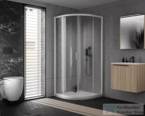 Kolpa San VENUS R 90x90 cm-es, íves, tolóajtós zuhanykabin chinchilla üveggel, fehér 660480
